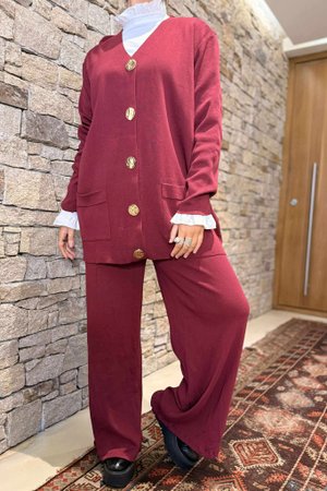Mayfair Luxury Knit Co Ord Set Burgundy /25 =